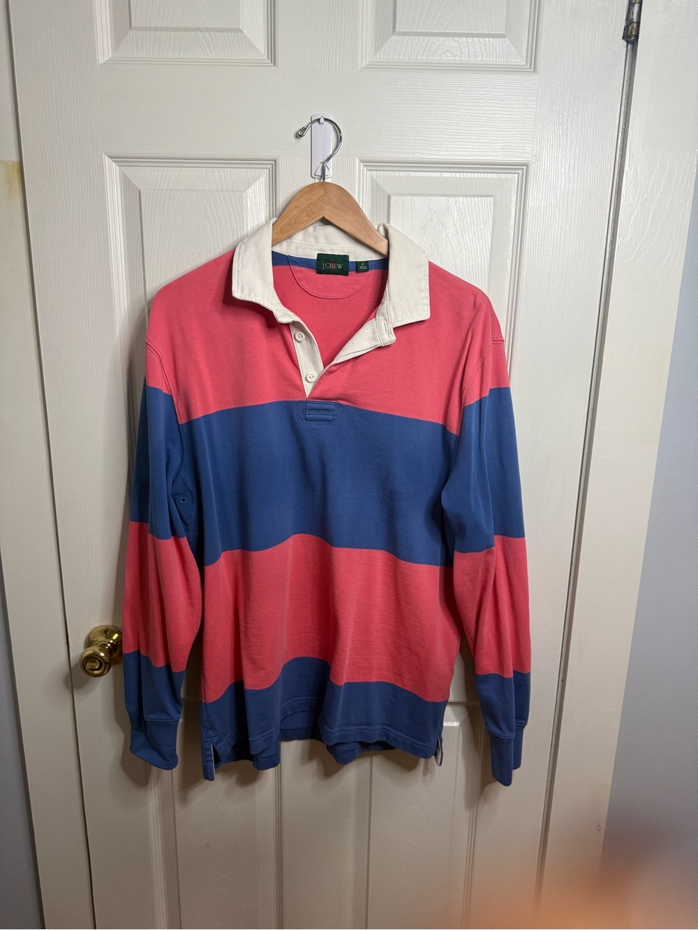 JCREW Classic Long-Sleeve Rugby Shirt - Pink & Blue Stripe